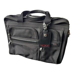 Tumi Laptop Bag Alpha Expandable Organizer Brief 26141D4‎ Black Ballistic Nylon